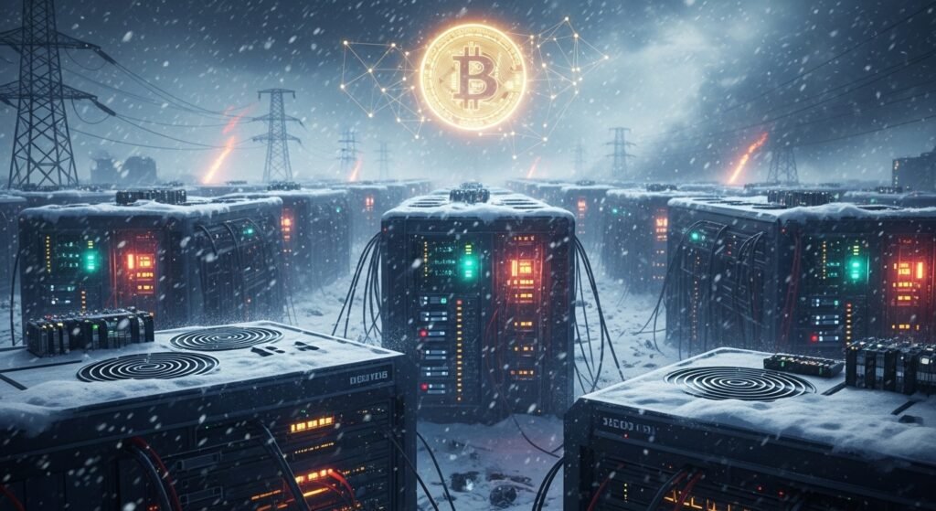 Bitcoin Hashrate Drops to Seven-Month Low as US Winter Storm Disrupts Mining