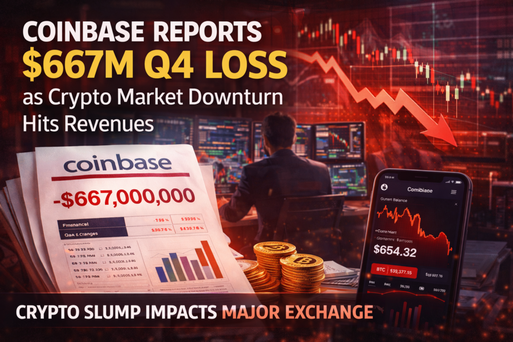 Coinbase Reports $667M Q4 Loss as Crypto Market Downturn Hits Revenues